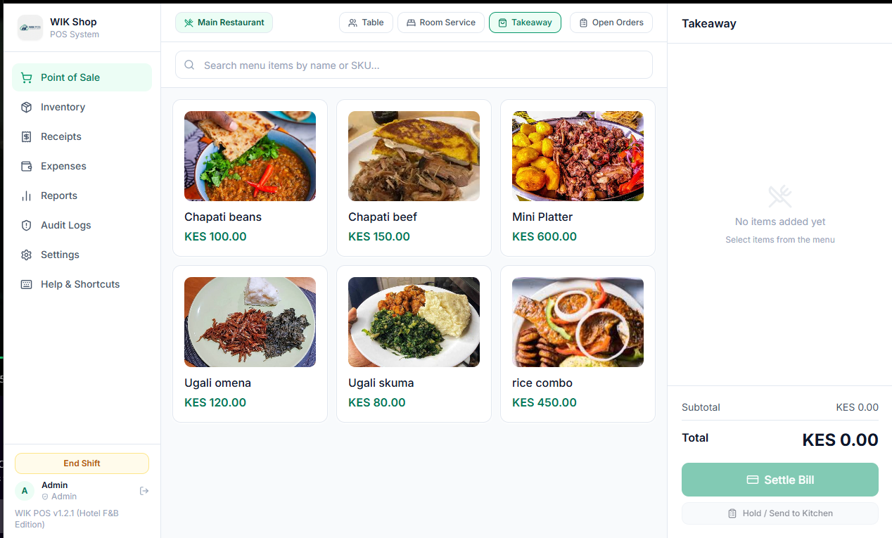 WIK POS Hotel Edition Interface